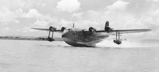 Flying boat landing on the water